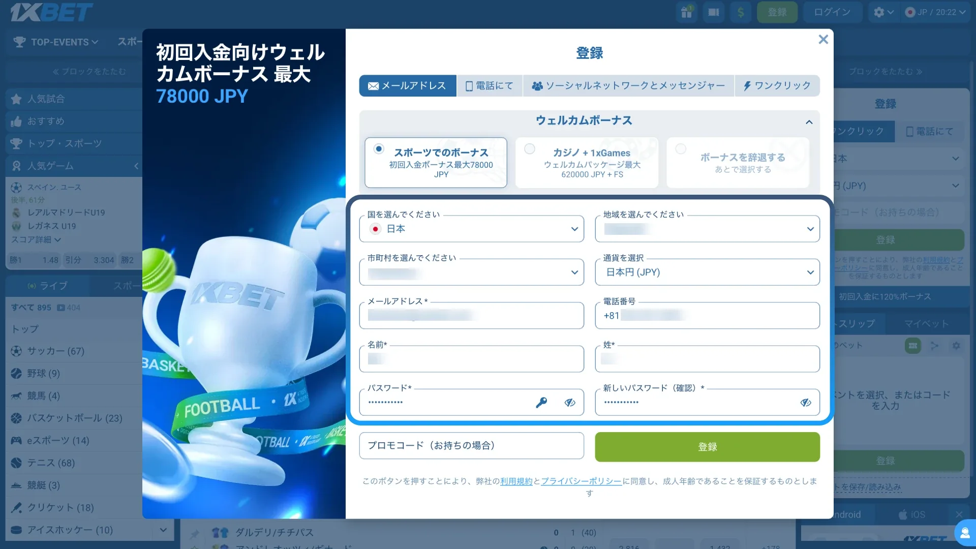 情報を入力